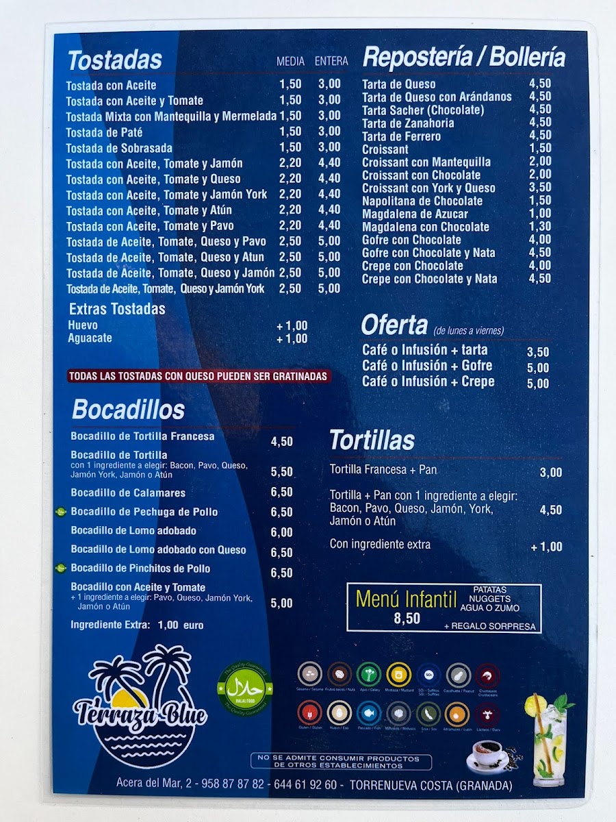 Terraza Blue Menu - Image 1
